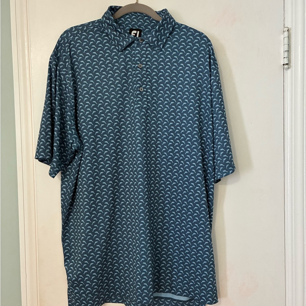 Footjoy Men's Blue Patterned golf Shirt